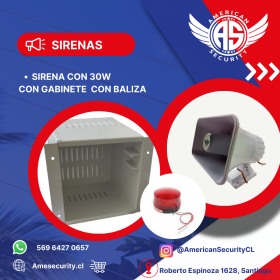 KIT DE SIRENA 30W CON GABINETE y BALIZA