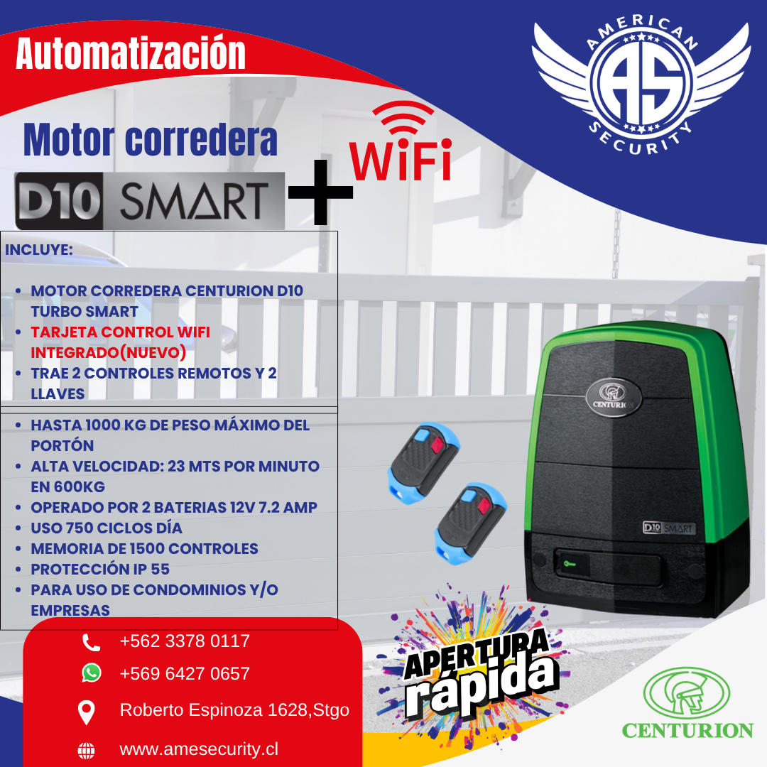 MOTOR CORREDERA CENTURION D10 SMART+(WIFI)